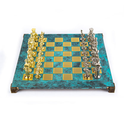 GREEK ROMAN PERIOD CHESS SET with gold/silver chessmen and bronze chessboard 44 x 44cm (Large) - Premium Chess from MANOPOULOS Chess & Backgammon - Just €275! Shop now at MANOPOULOS Chess & Backgammon