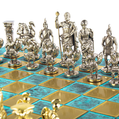 GREEK ROMAN PERIOD CHESS SET with gold/silver chessmen and bronze chessboard 44 x 44cm (Large) - Premium Chess from MANOPOULOS Chess & Backgammon - Just €275! Shop now at MANOPOULOS Chess & Backgammon