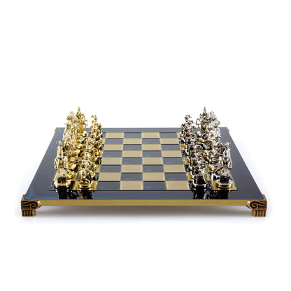 MEDIEVAL KNIGHTS CHESS SET with gold/silver chessmen and bronze chessboard 44 x 44cm  (Large) - Premium Chess from MANOPOULOS Chess & Backgammon - Just €275! Shop now at MANOPOULOS Chess & Backgammon