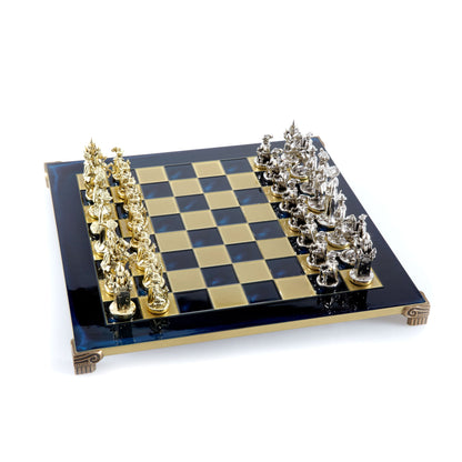 MEDIEVAL KNIGHTS CHESS SET with gold/silver chessmen and bronze chessboard 44 x 44cm  (Large) - Premium Chess from MANOPOULOS Chess & Backgammon - Just €275! Shop now at MANOPOULOS Chess & Backgammon