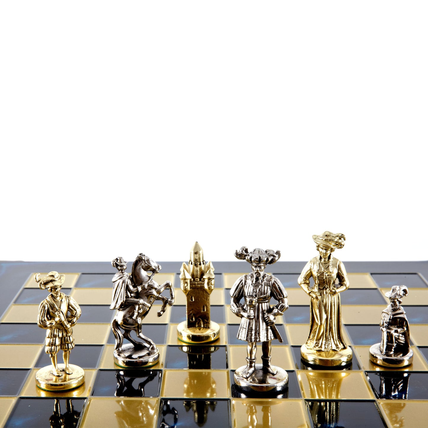 MEDIEVAL KNIGHTS CHESS SET with gold/silver chessmen and bronze chessboard 44 x 44cm  (Large) - Premium Chess from MANOPOULOS Chess & Backgammon - Just €275! Shop now at MANOPOULOS Chess & Backgammon