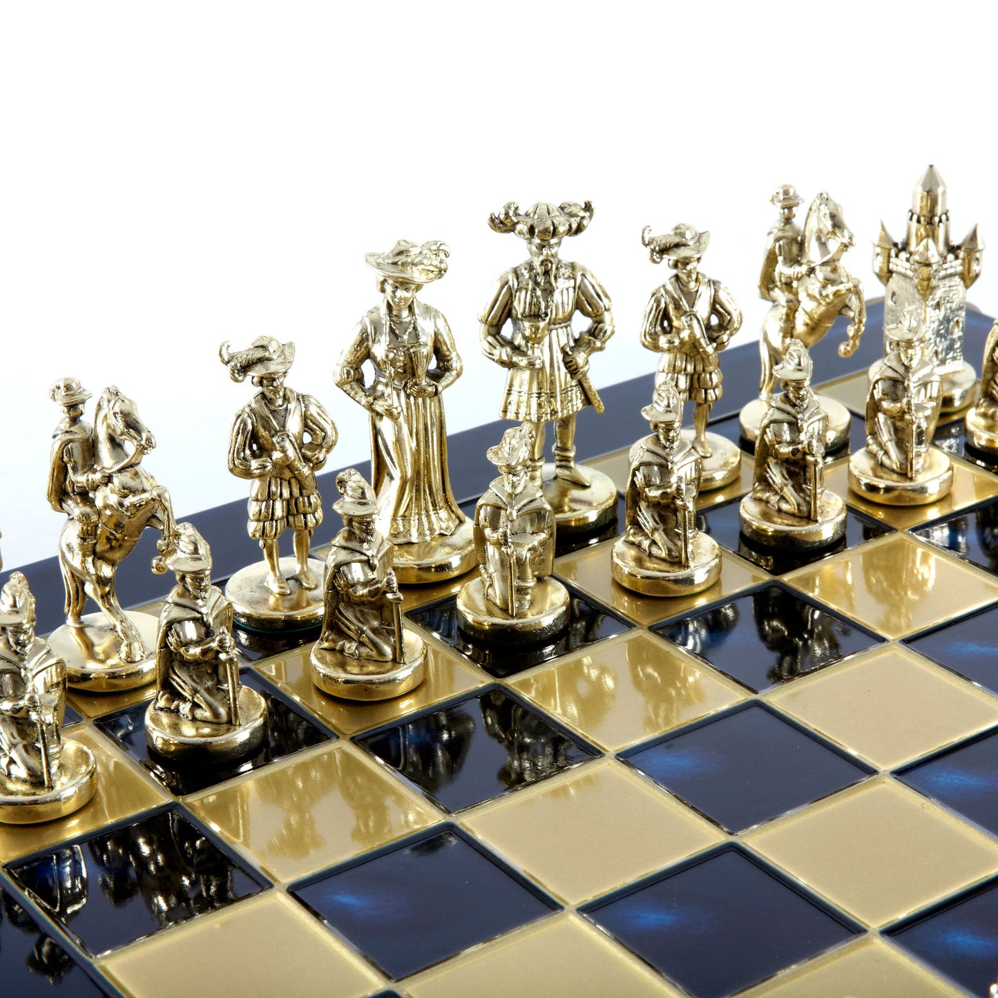 MEDIEVAL KNIGHTS CHESS SET with gold/silver chessmen and bronze chessboard 44 x 44cm  (Large) - Premium Chess from MANOPOULOS Chess & Backgammon - Just €275! Shop now at MANOPOULOS Chess & Backgammon