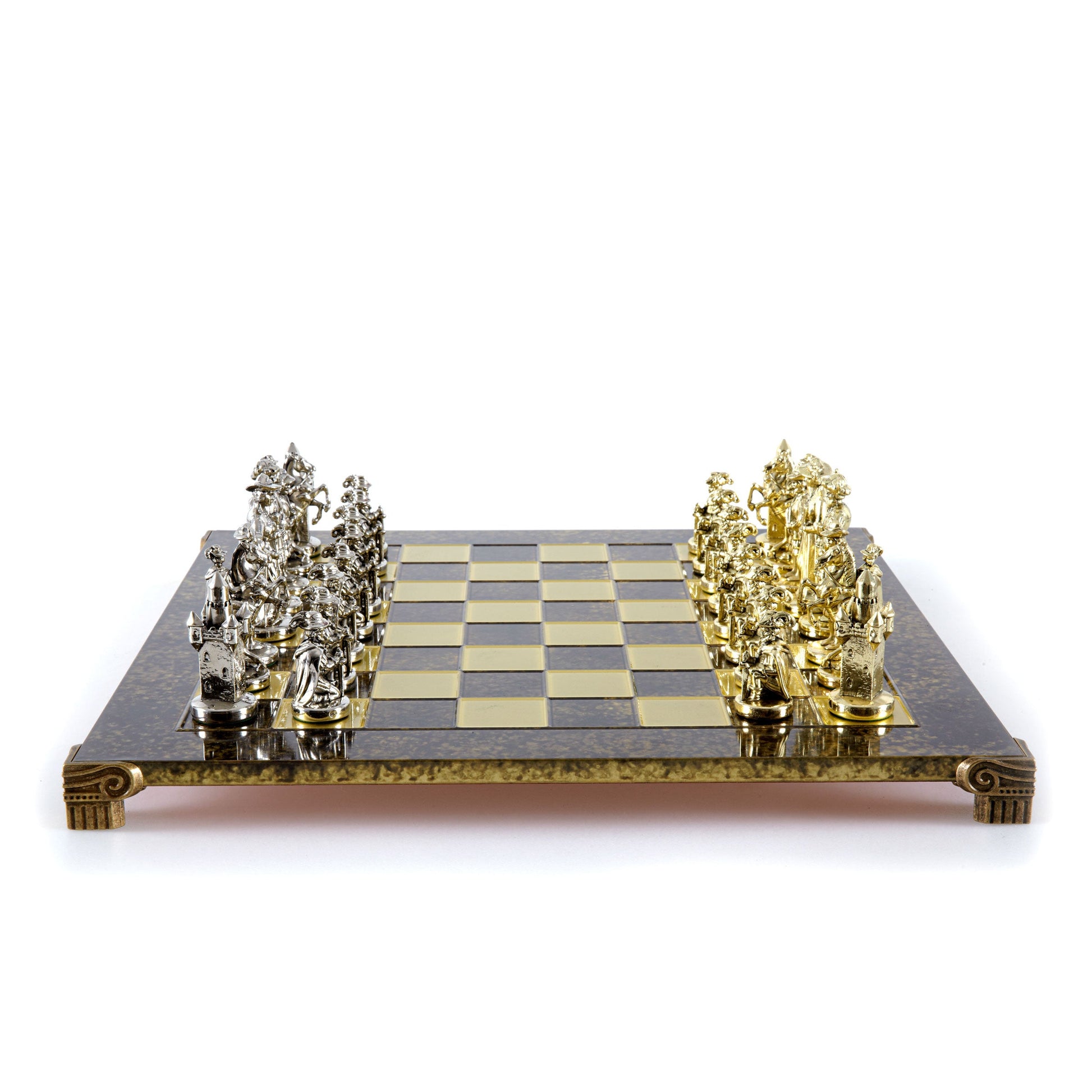 MEDIEVAL KNIGHTS CHESS SET with gold/silver chessmen and bronze chessboard 44 x 44cm  (Large) - Premium Chess from MANOPOULOS Chess & Backgammon - Just €275! Shop now at MANOPOULOS Chess & Backgammon