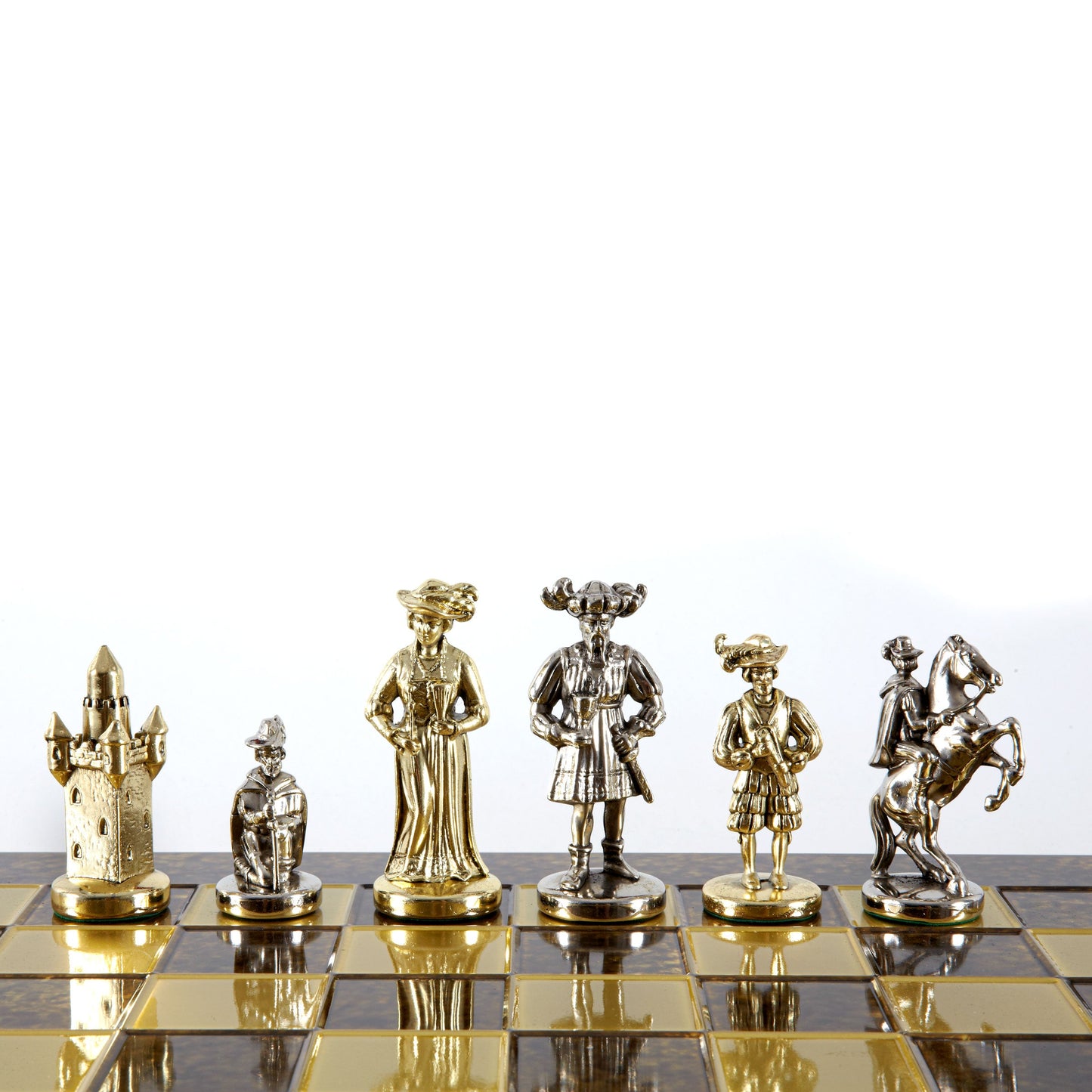 MEDIEVAL KNIGHTS CHESS SET with gold/silver chessmen and bronze chessboard 44 x 44cm  (Large) - Premium Chess from MANOPOULOS Chess & Backgammon - Just €275! Shop now at MANOPOULOS Chess & Backgammon