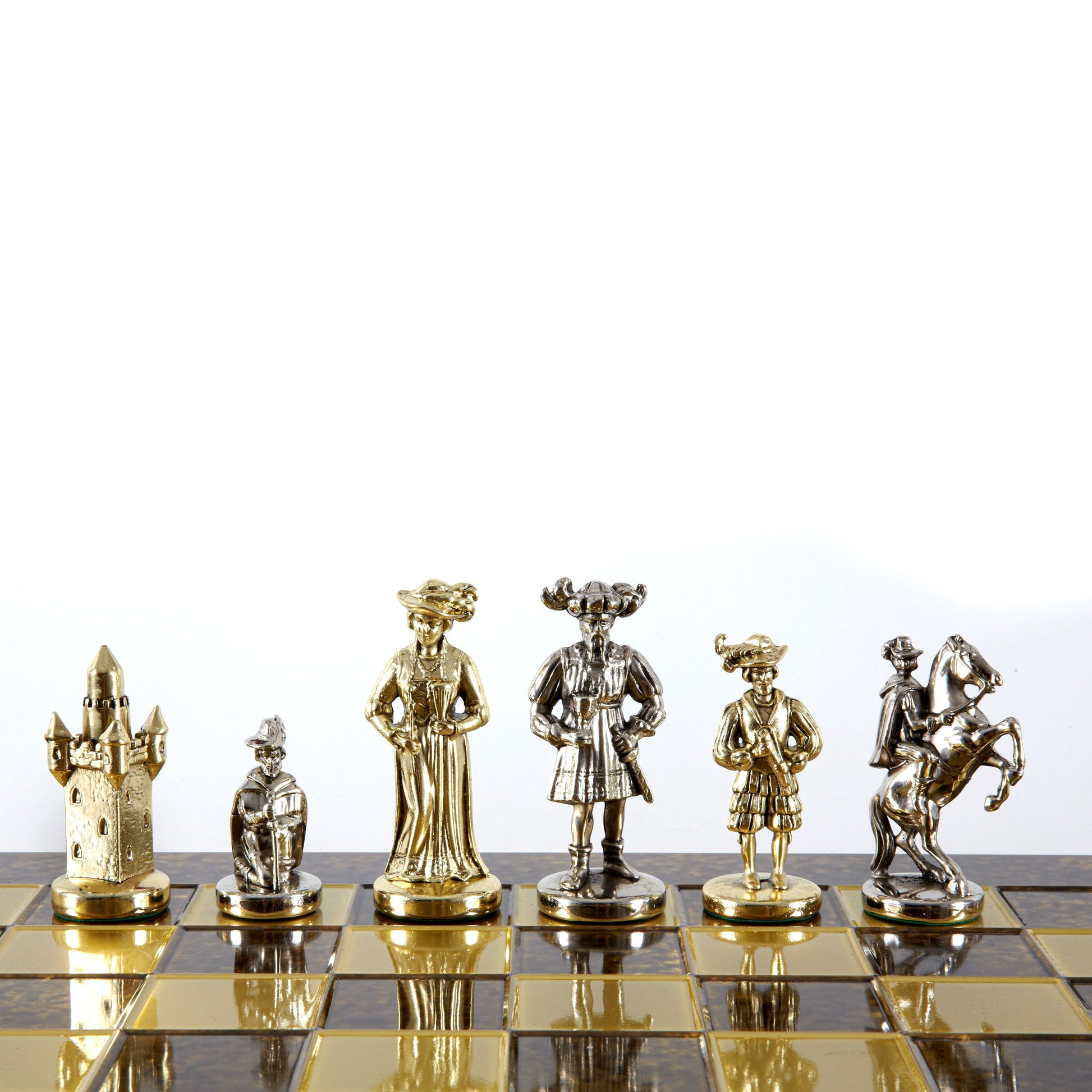 MEDIEVAL KNIGHTS CHESS SET with gold/silver chessmen and bronze chessboard 44 x 44cm  (Large) - Premium Chess from MANOPOULOS Chess & Backgammon - Just €275! Shop now at MANOPOULOS Chess & Backgammon