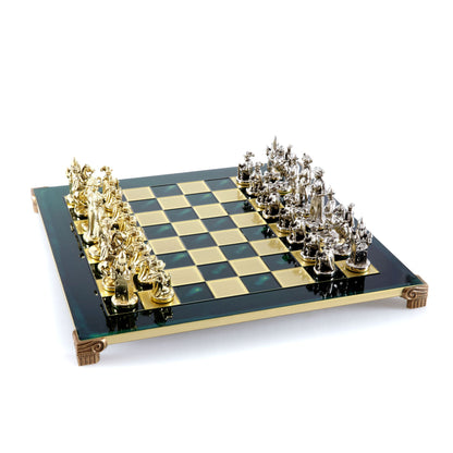 MEDIEVAL KNIGHTS CHESS SET with gold/silver chessmen and bronze chessboard 44 x 44cm  (Large) - Premium Chess from MANOPOULOS Chess & Backgammon - Just €275! Shop now at MANOPOULOS Chess & Backgammon