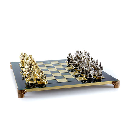 MEDIEVAL KNIGHTS CHESS SET with gold/silver chessmen and bronze chessboard 44 x 44cm  (Large) - Premium Chess from MANOPOULOS Chess & Backgammon - Just €275! Shop now at MANOPOULOS Chess & Backgammon