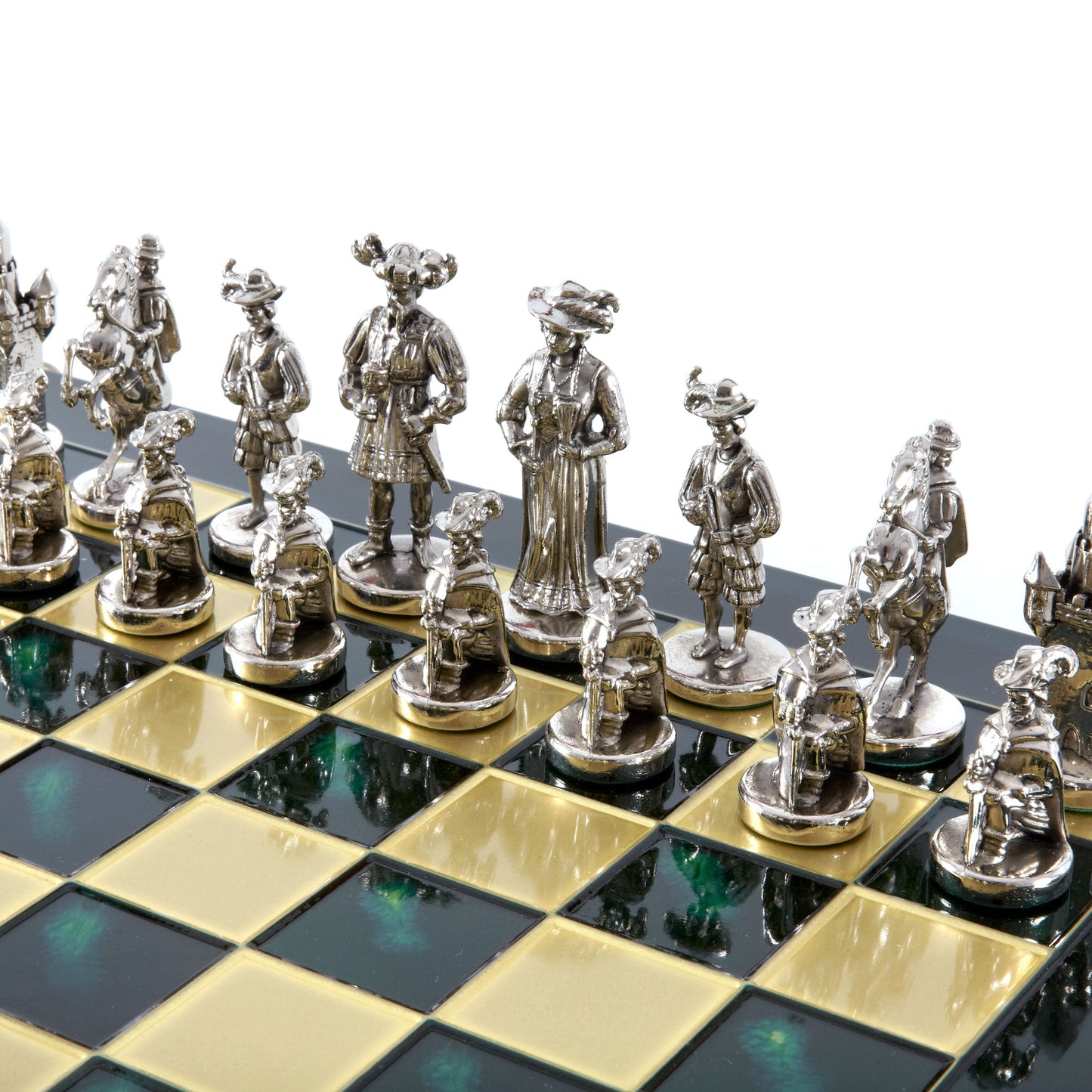 MEDIEVAL KNIGHTS CHESS SET with gold/silver chessmen and bronze chessboard 44 x 44cm  (Large) - Premium Chess from MANOPOULOS Chess & Backgammon - Just €275! Shop now at MANOPOULOS Chess & Backgammon