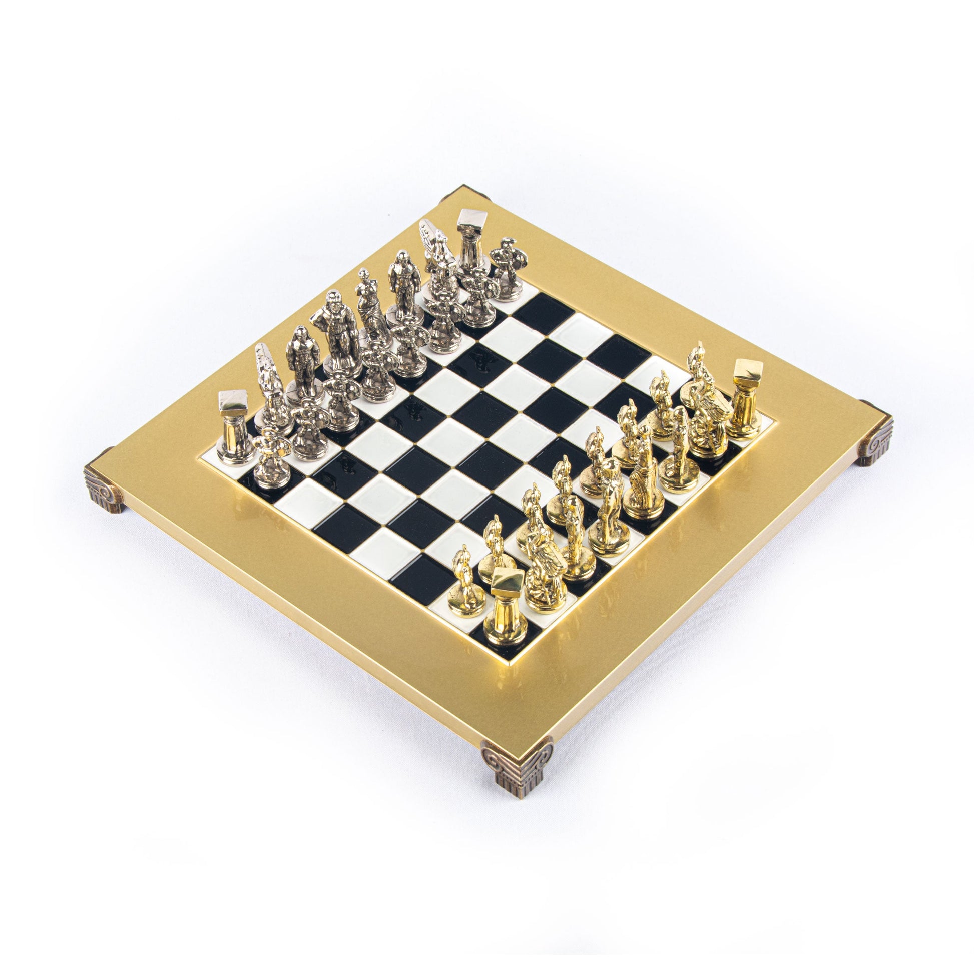 SPARTAN WARRIOR CHESS SET with gold/silver chessmen and bronze chessboard 28 x 28cm (Small) - Premium Chess from MANOPOULOS Chess & Backgammon - Just €168! Shop now at MANOPOULOS Chess & Backgammon