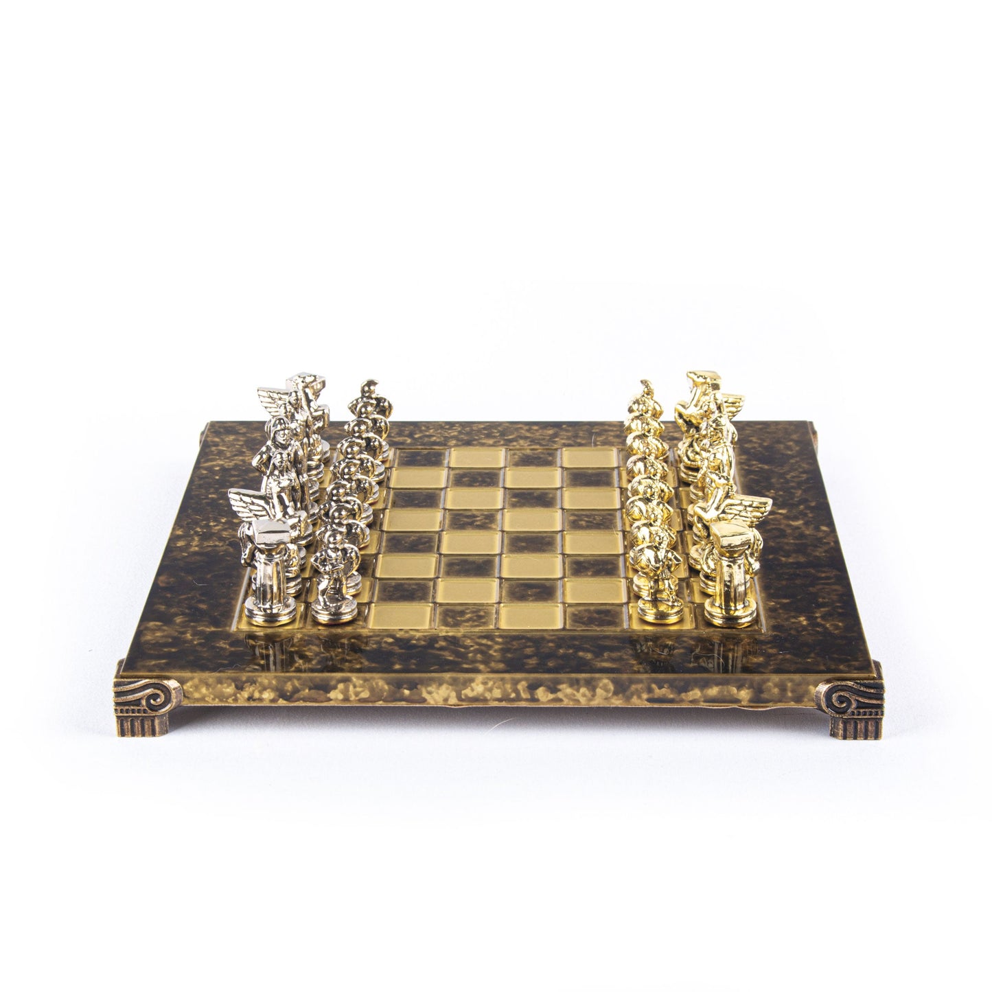 SPARTAN WARRIOR CHESS SET with gold/silver chessmen and bronze chessboard 28 x 28cm (Small) - Premium Chess from MANOPOULOS Chess & Backgammon - Just €168! Shop now at MANOPOULOS Chess & Backgammon