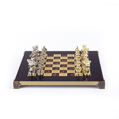 SPARTAN WARRIOR CHESS SET with gold/silver chessmen and bronze chessboard 28 x 28cm (Small) - Premium Chess from MANOPOULOS Chess & Backgammon - Just €168! Shop now at MANOPOULOS Chess & Backgammon