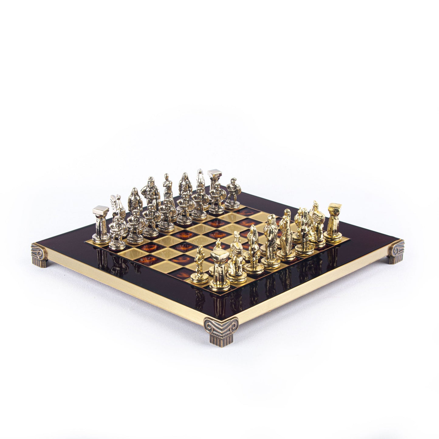 SPARTAN WARRIOR CHESS SET with gold/silver chessmen and bronze chessboard 28 x 28cm (Small) - Premium Chess from MANOPOULOS Chess & Backgammon - Just €168! Shop now at MANOPOULOS Chess & Backgammon