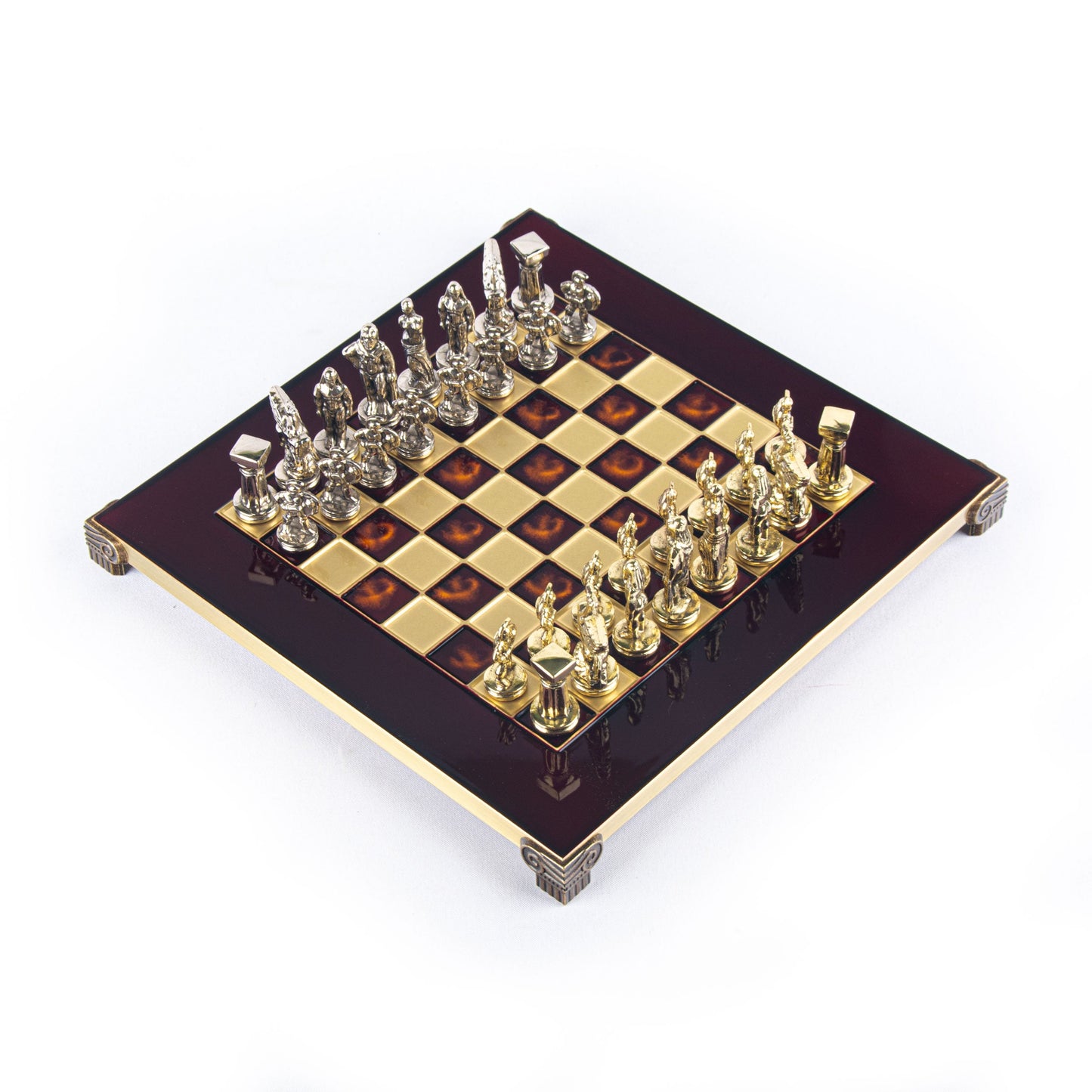 SPARTAN WARRIOR CHESS SET with gold/silver chessmen and bronze chessboard 28 x 28cm (Small) - Premium Chess from MANOPOULOS Chess & Backgammon - Just €168! Shop now at MANOPOULOS Chess & Backgammon