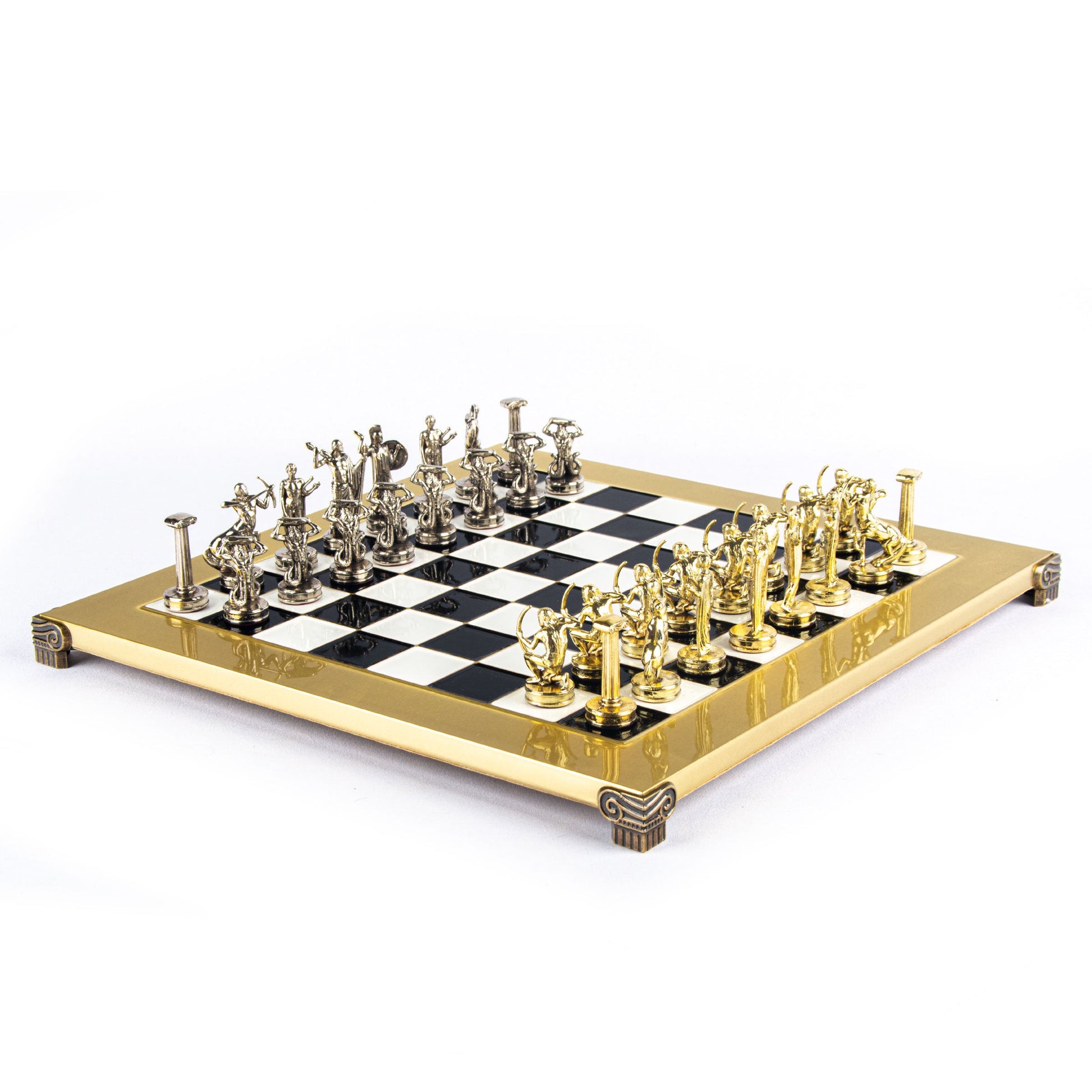 GIANTS' BATTLE CHESS SET with gold/silver chessmen and bronze chessboard 36 x 36cm (Medium) - Premium Chess from MANOPOULOS Chess & Backgammon - Just €210! Shop now at MANOPOULOS Chess & Backgammon