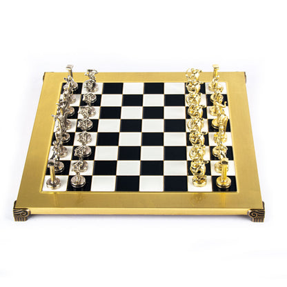 GIANTS' BATTLE CHESS SET with gold/silver chessmen and bronze chessboard 36 x 36cm (Medium) - Premium Chess from MANOPOULOS Chess & Backgammon - Just €210! Shop now at MANOPOULOS Chess & Backgammon