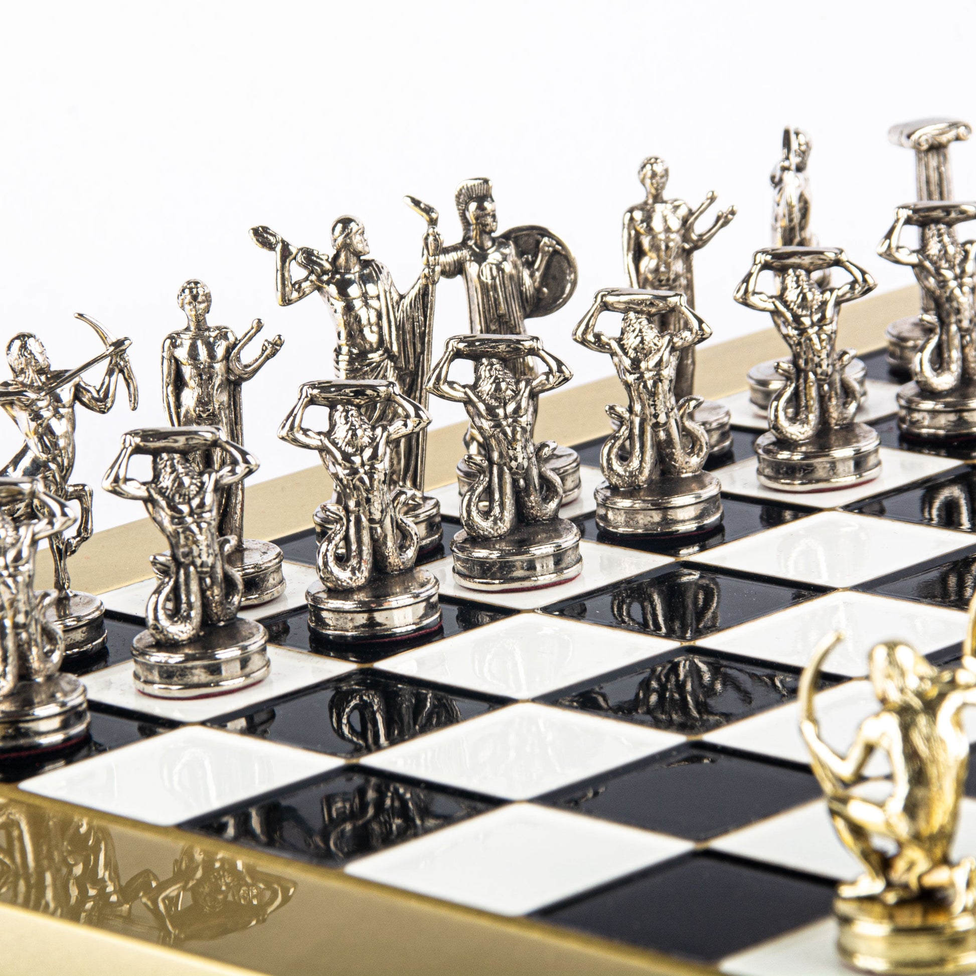 GIANTS' BATTLE CHESS SET with gold/silver chessmen and bronze chessboard 36 x 36cm (Medium) - Premium Chess from MANOPOULOS Chess & Backgammon - Just €210! Shop now at MANOPOULOS Chess & Backgammon