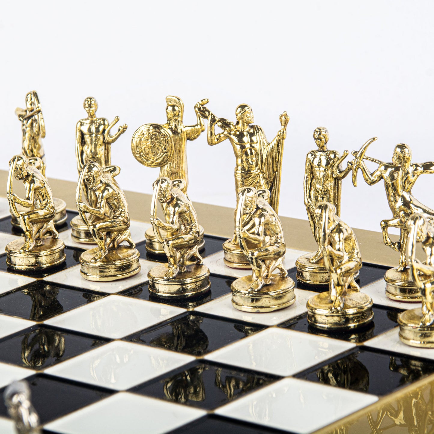 GIANTS' BATTLE CHESS SET with gold/silver chessmen and bronze chessboard 36 x 36cm (Medium) - Premium Chess from MANOPOULOS Chess & Backgammon - Just €210! Shop now at MANOPOULOS Chess & Backgammon