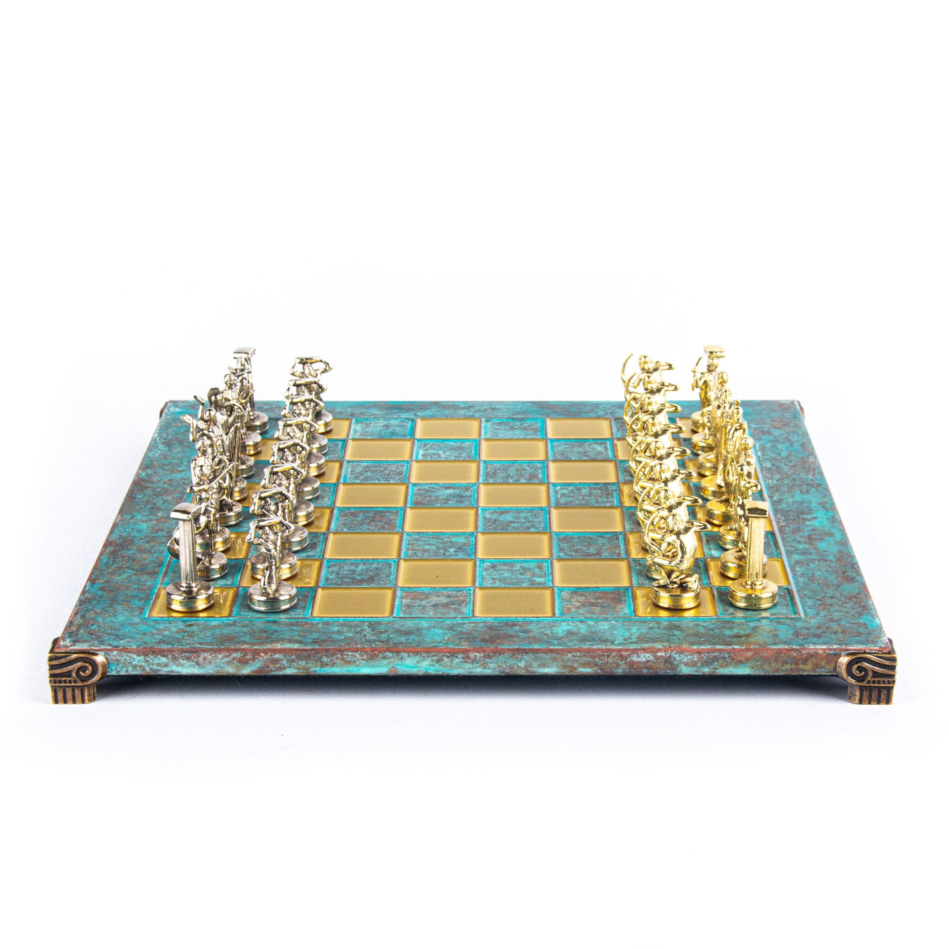 GIANTS' BATTLE CHESS SET with gold/silver chessmen and bronze chessboard 36 x 36cm (Medium) - Premium Chess from MANOPOULOS Chess & Backgammon - Just €210! Shop now at MANOPOULOS Chess & Backgammon