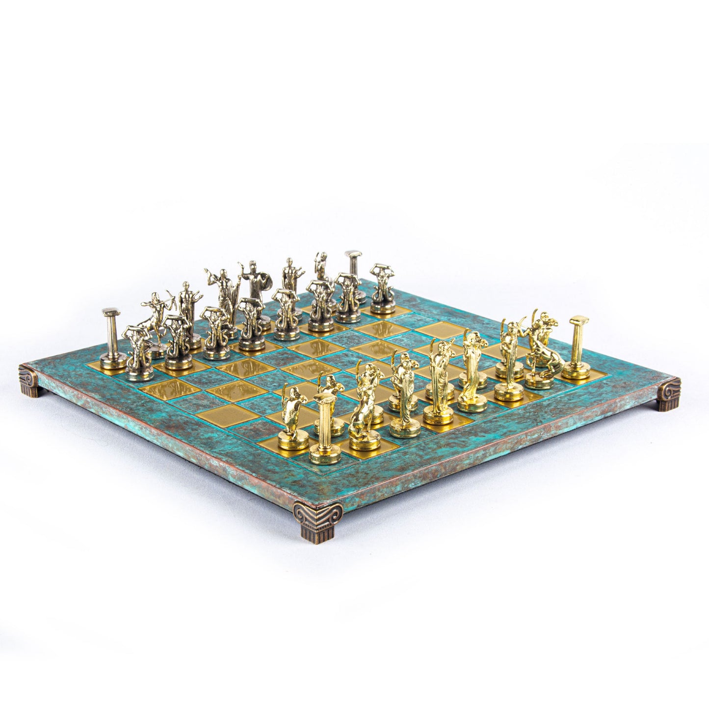 GIANTS' BATTLE CHESS SET with gold/silver chessmen and bronze chessboard 36 x 36cm (Medium) - Premium Chess from MANOPOULOS Chess & Backgammon - Just €210! Shop now at MANOPOULOS Chess & Backgammon