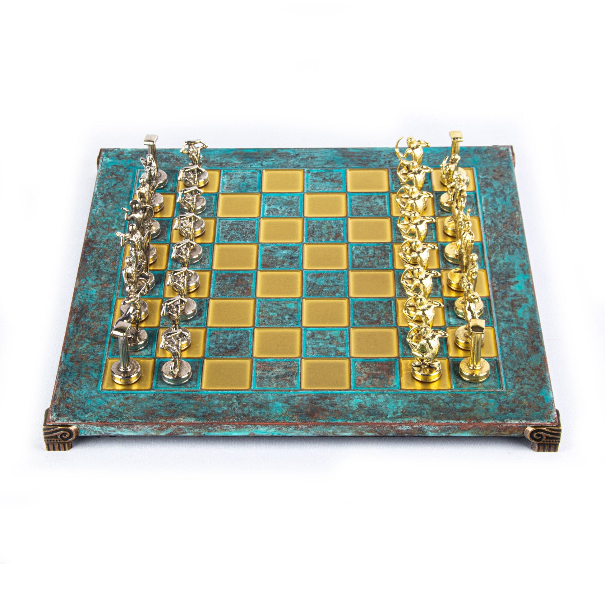 GIANTS' BATTLE CHESS SET with gold/silver chessmen and bronze chessboard 36 x 36cm (Medium) - Premium Chess from MANOPOULOS Chess & Backgammon - Just €210! Shop now at MANOPOULOS Chess & Backgammon