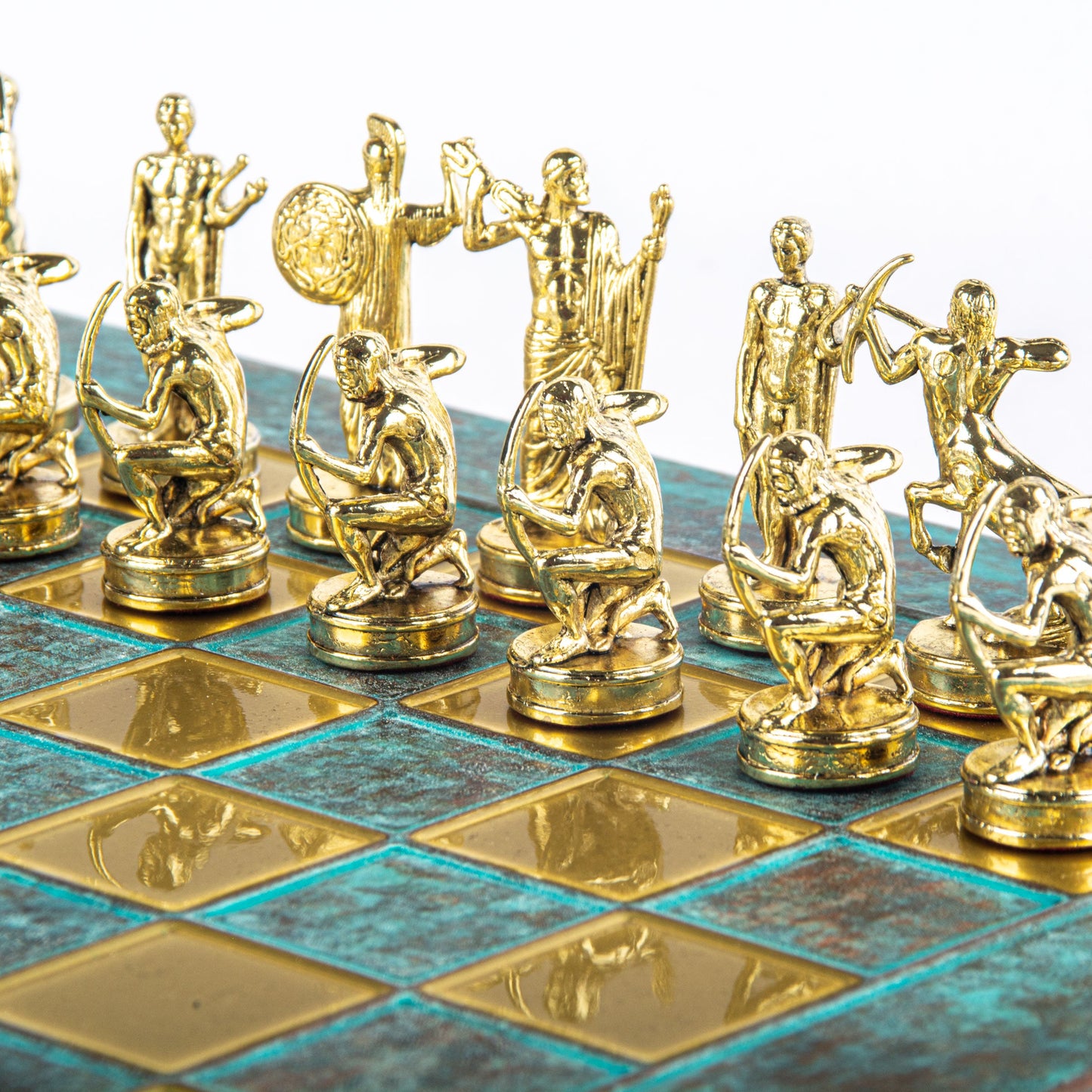 GIANTS' BATTLE CHESS SET with gold/silver chessmen and bronze chessboard 36 x 36cm (Medium) - Premium Chess from MANOPOULOS Chess & Backgammon - Just €210! Shop now at MANOPOULOS Chess & Backgammon