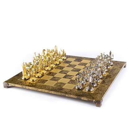 GREEK MYTHOLOGY CHESS SET with gold/silver chessmen and bronze chessboard 54 x 54cm (Extra Large) - Premium Chess from MANOPOULOS Chess & Backgammon - Just €585! Shop now at MANOPOULOS Chess & Backgammon