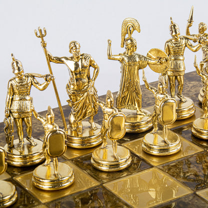 GREEK MYTHOLOGY CHESS SET with gold/silver chessmen and bronze chessboard 54 x 54cm (Extra Large) - Premium Chess from MANOPOULOS Chess & Backgammon - Just €585! Shop now at MANOPOULOS Chess & Backgammon