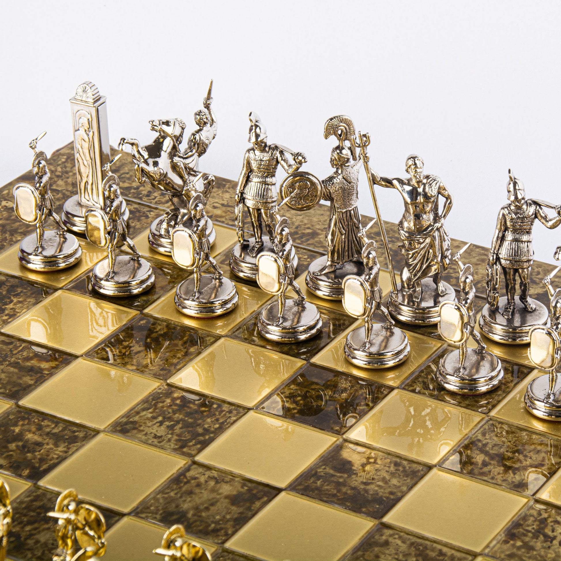 GREEK MYTHOLOGY CHESS SET with gold/silver chessmen and bronze chessboard 54 x 54cm (Extra Large) - Premium Chess from MANOPOULOS Chess & Backgammon - Just €585! Shop now at MANOPOULOS Chess & Backgammon