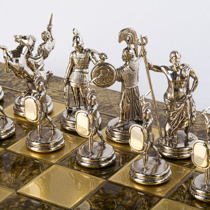 GREEK MYTHOLOGY CHESS SET with gold/silver chessmen and bronze chessboard 54 x 54cm (Extra Large) - Premium Chess from MANOPOULOS Chess & Backgammon - Just €585! Shop now at MANOPOULOS Chess & Backgammon