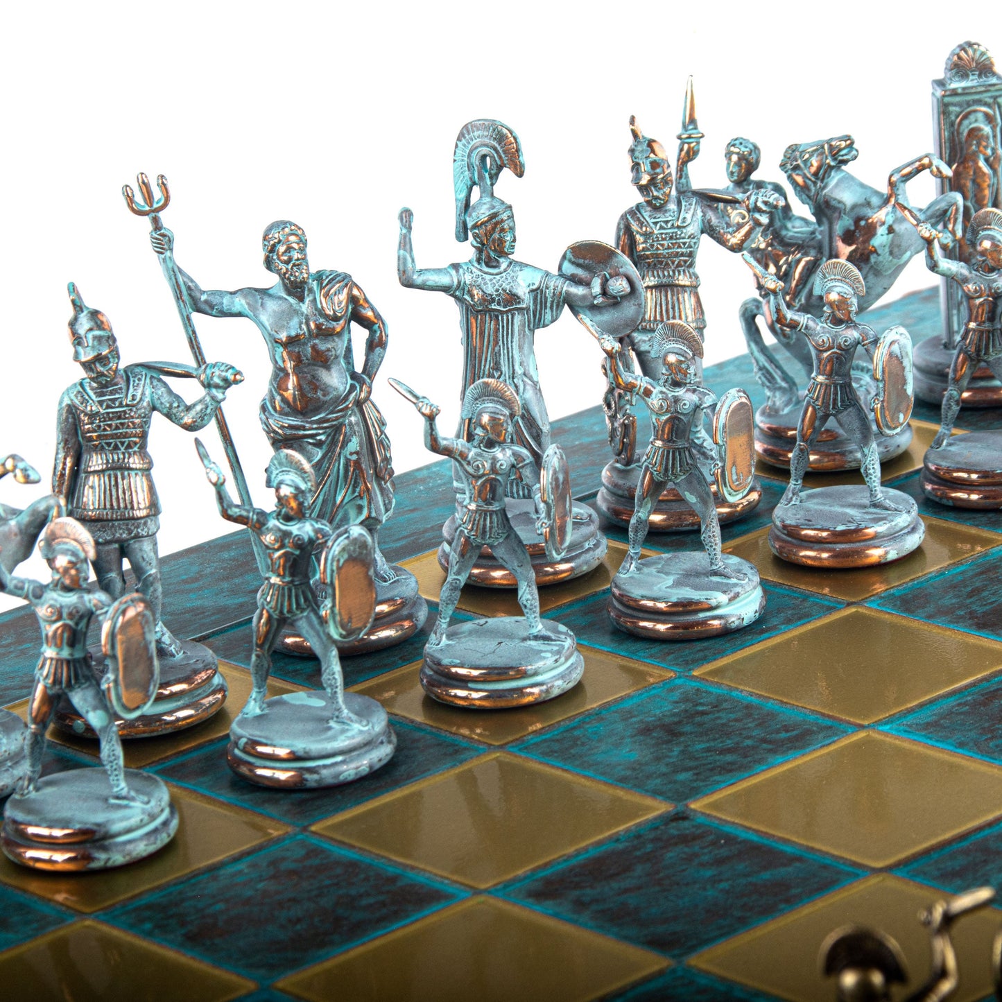 Luxury Handcrafted Greek Mythology Chess Set – Blue & Bronze (Extra Large) - Premium Chess from MANOPOULOS Chess & Backgammon - Just €585! Shop now at MANOPOULOS Chess & Backgammon