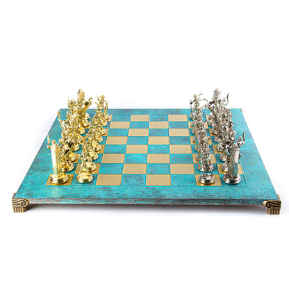 GREEK MYTHOLOGY CHESS SET with gold/silver chessmen and bronze chessboard 54 x 54cm (Extra Large) - Premium Chess from MANOPOULOS Chess & Backgammon - Just €585! Shop now at MANOPOULOS Chess & Backgammon