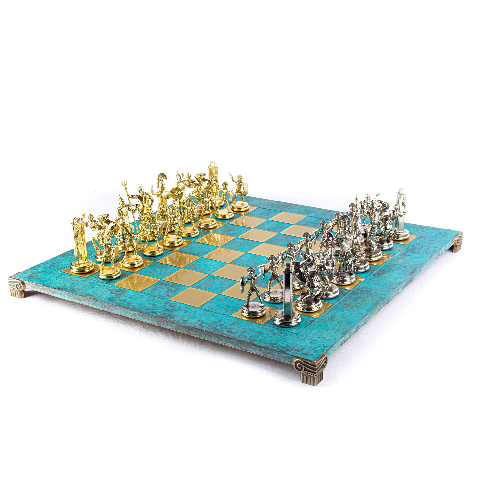 GREEK MYTHOLOGY CHESS SET with gold/silver chessmen and bronze chessboard 54 x 54cm (Extra Large) - Premium Chess from MANOPOULOS Chess & Backgammon - Just €585! Shop now at MANOPOULOS Chess & Backgammon