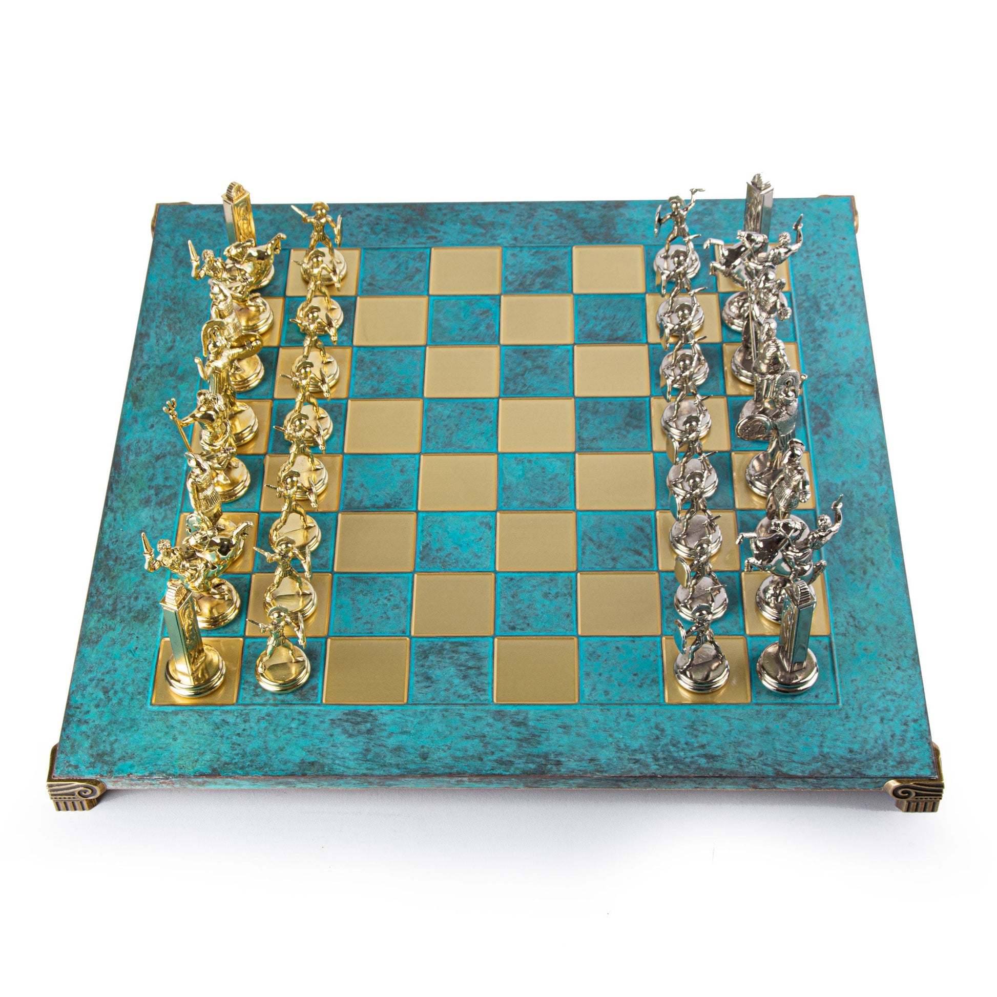 GREEK MYTHOLOGY CHESS SET with gold/silver chessmen and bronze chessboard 54 x 54cm (Extra Large) - Premium Chess from MANOPOULOS Chess & Backgammon - Just €585! Shop now at MANOPOULOS Chess & Backgammon