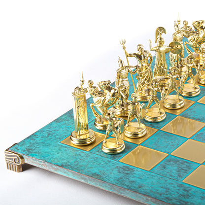 GREEK MYTHOLOGY CHESS SET with gold/silver chessmen and bronze chessboard 54 x 54cm (Extra Large) - Premium Chess from MANOPOULOS Chess & Backgammon - Just €585! Shop now at MANOPOULOS Chess & Backgammon