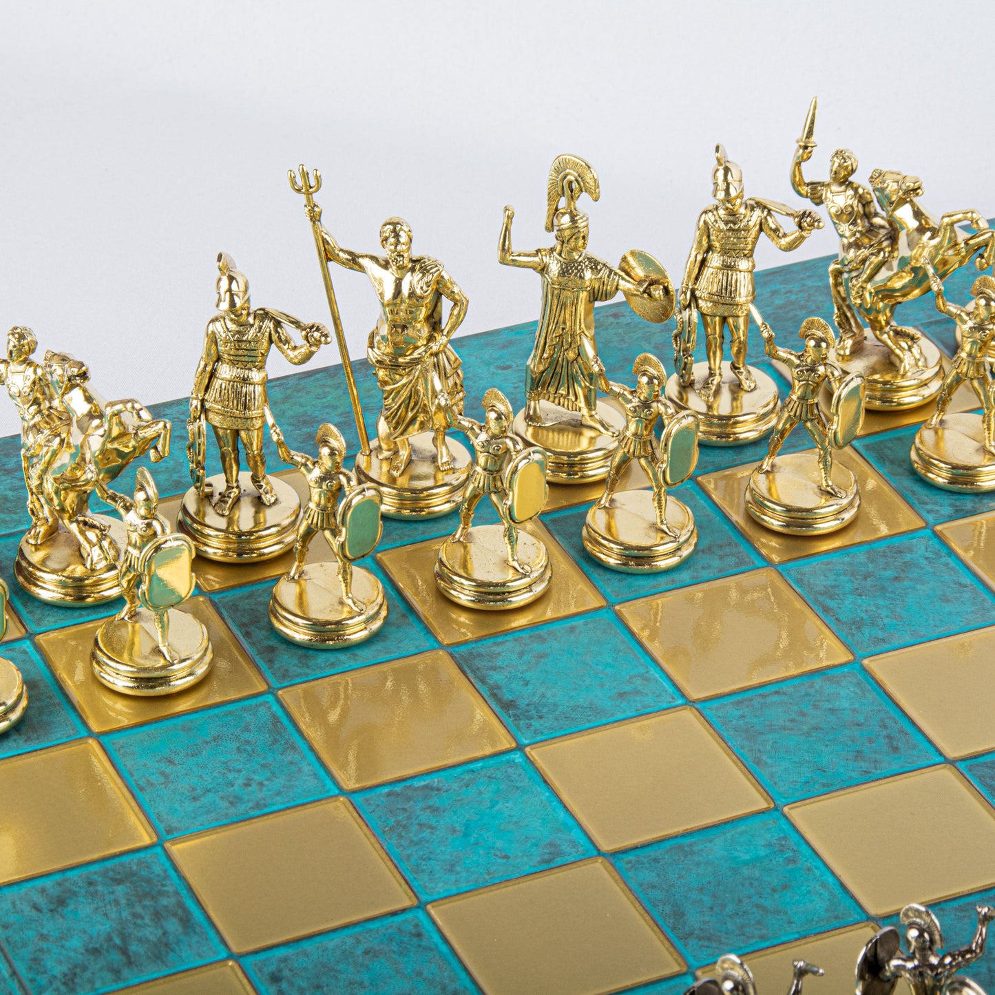 GREEK MYTHOLOGY CHESS SET with gold/silver chessmen and bronze chessboard 54 x 54cm (Extra Large) - Premium Chess from MANOPOULOS Chess & Backgammon - Just €585! Shop now at MANOPOULOS Chess & Backgammon