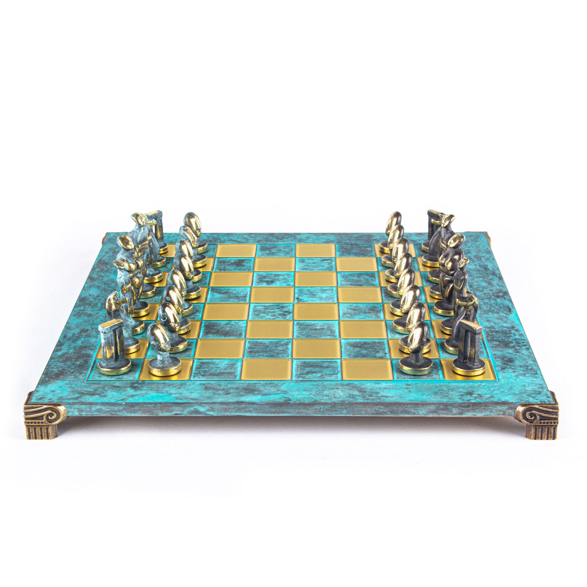 Handcrafted Solid Brass Cycladic Art Chess Set, Blue & Brown (Large) - Premium Chess from MANOPOULOS Chess & Backgammon - Just €320! Shop now at MANOPOULOS Chess & Backgammon