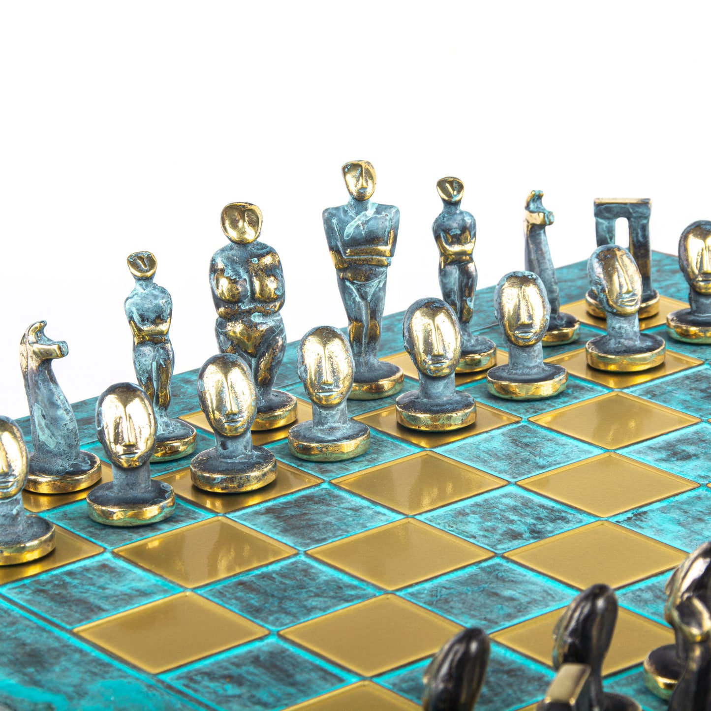 Handcrafted Solid Brass Cycladic Art Chess Set, Blue & Brown (Large) - Premium Chess from MANOPOULOS Chess & Backgammon - Just €320! Shop now at MANOPOULOS Chess & Backgammon