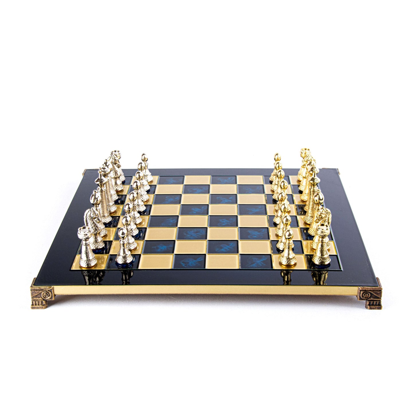 CLASSIC METAL STAUNTON CHESS SET with gold/silver chessmen and bronze chessboard 44 x 44cm (Large) - Premium Chess from MANOPOULOS Chess & Backgammon - Just €275! Shop now at MANOPOULOS Chess & Backgammon