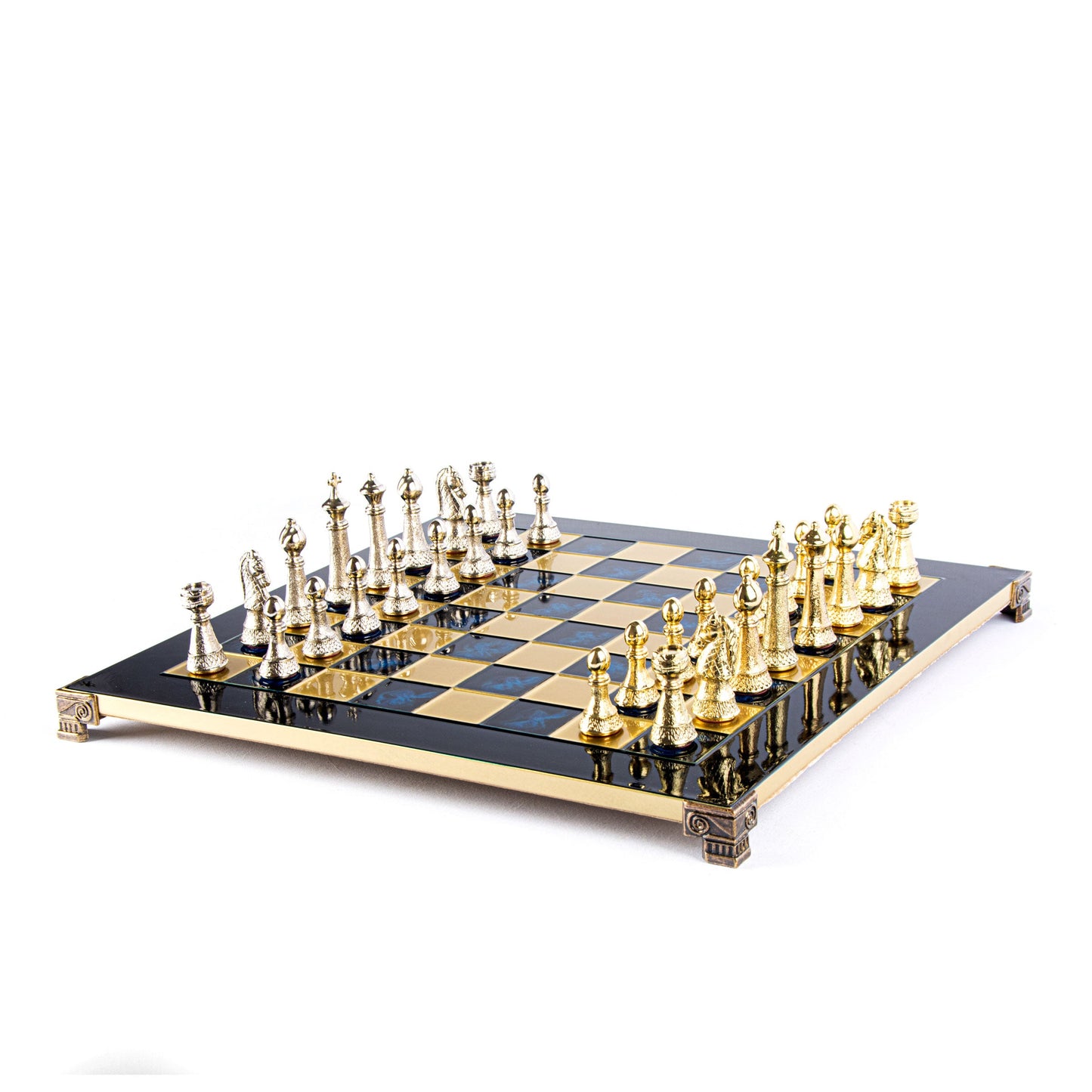 CLASSIC METAL STAUNTON CHESS SET with gold/silver chessmen and bronze chessboard 44 x 44cm (Large) - Premium Chess from MANOPOULOS Chess & Backgammon - Just €275! Shop now at MANOPOULOS Chess & Backgammon