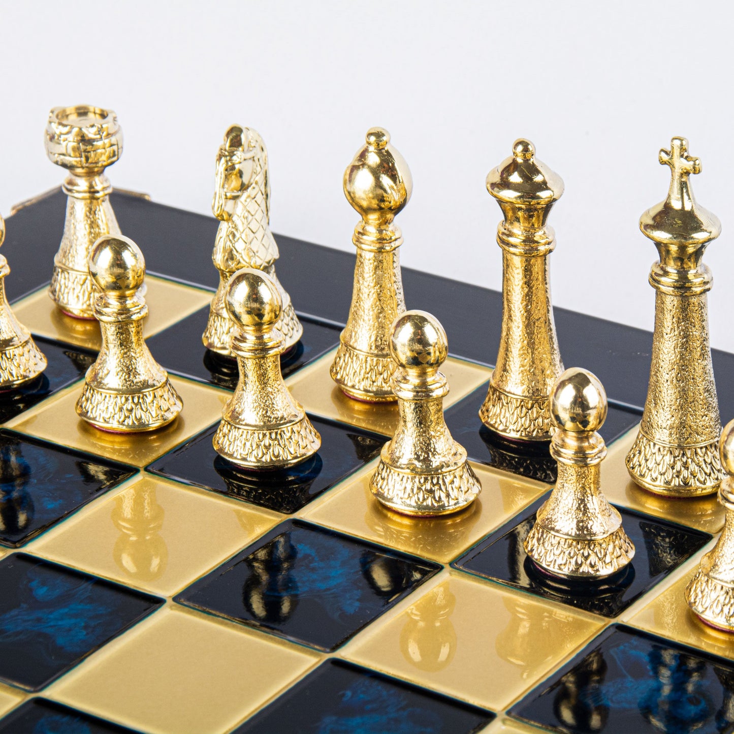 CLASSIC METAL STAUNTON CHESS SET with gold/silver chessmen and bronze chessboard 44 x 44cm (Large) - Premium Chess from MANOPOULOS Chess & Backgammon - Just €275! Shop now at MANOPOULOS Chess & Backgammon