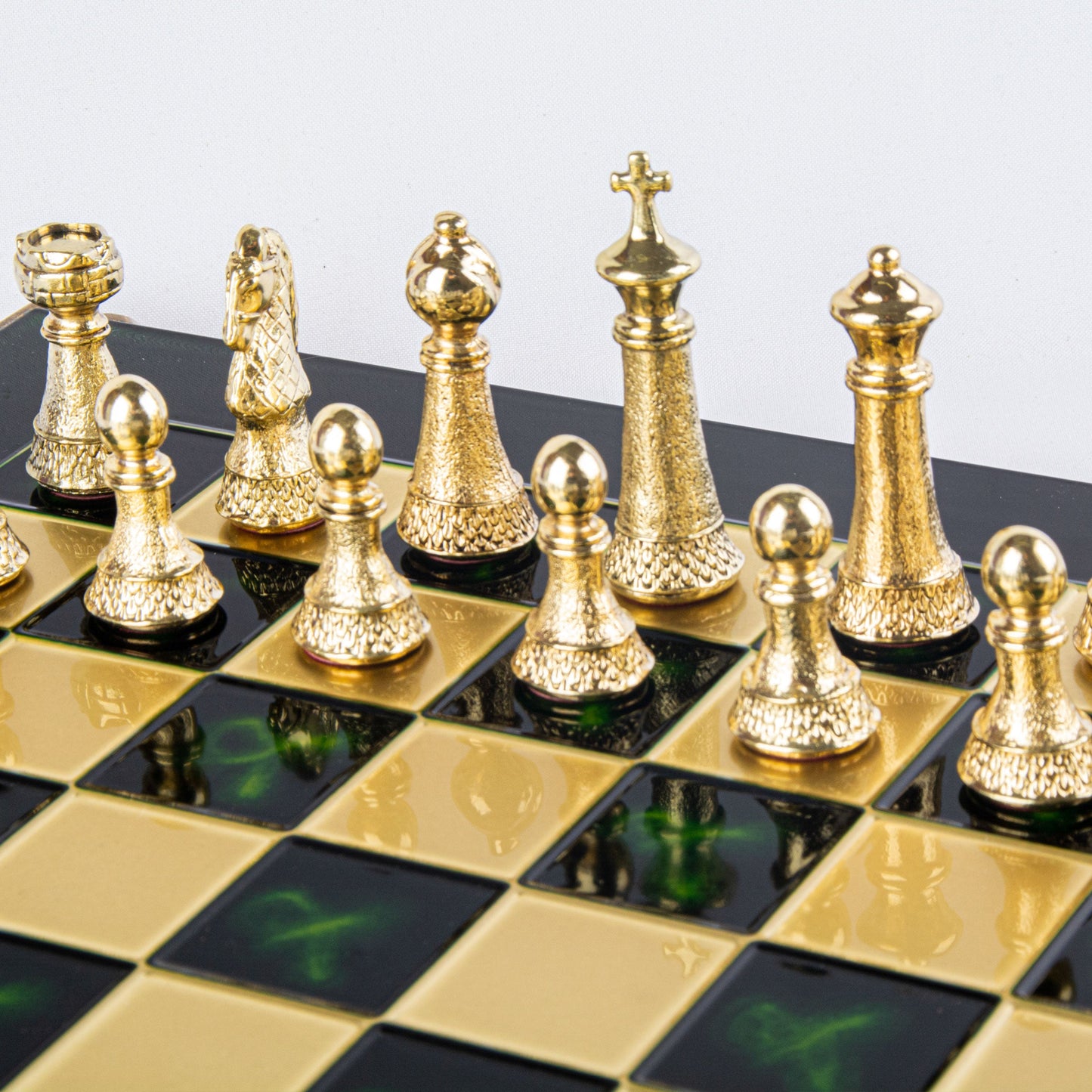 CLASSIC METAL STAUNTON CHESS SET with gold/silver chessmen and bronze chessboard 44 x 44cm (Large) - Premium Chess from MANOPOULOS Chess & Backgammon - Just €275! Shop now at MANOPOULOS Chess & Backgammon