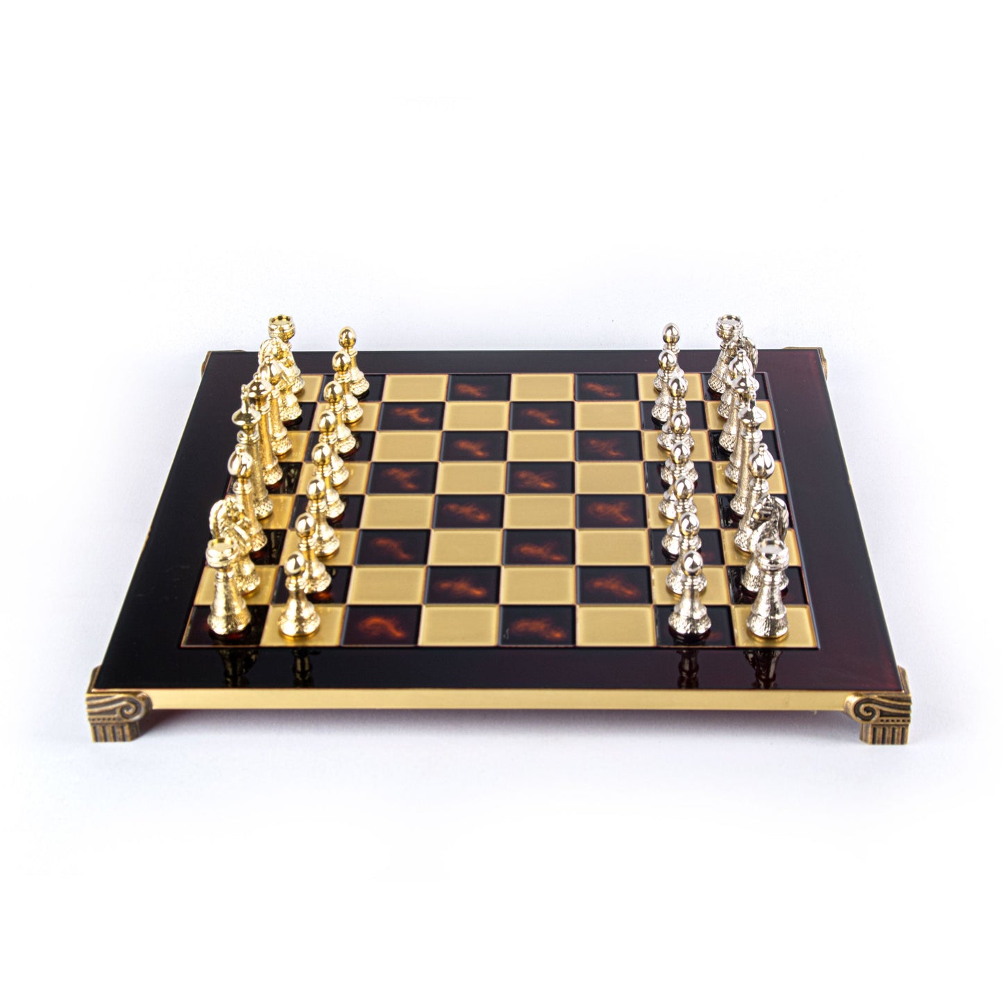 CLASSIC METAL STAUNTON CHESS SET with gold/silver chessmen and bronze chessboard 44 x 44cm (Large) - Premium Chess from MANOPOULOS Chess & Backgammon - Just €275! Shop now at MANOPOULOS Chess & Backgammon