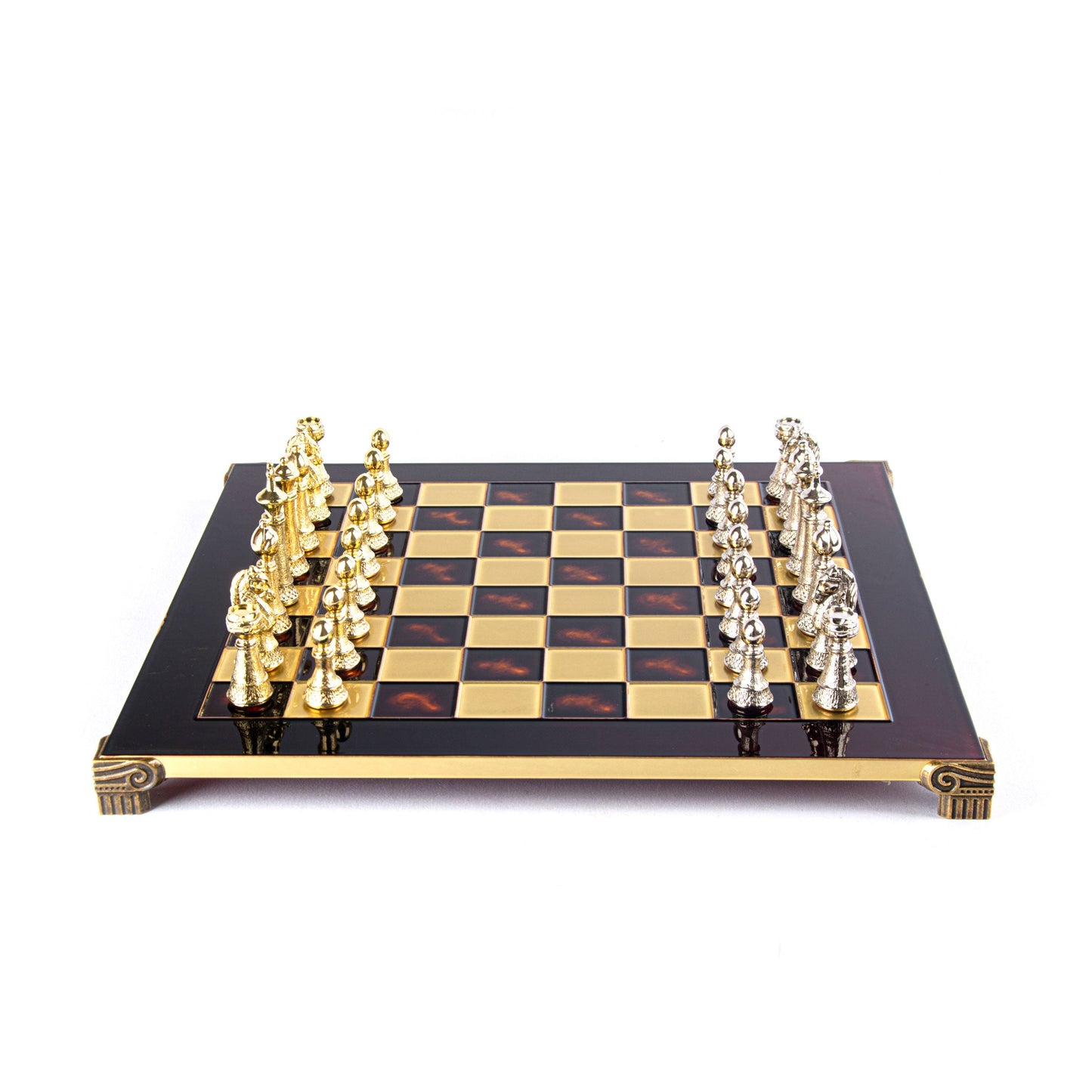 CLASSIC METAL STAUNTON CHESS SET with gold/silver chessmen and bronze chessboard 44 x 44cm (Large) - Premium Chess from MANOPOULOS Chess & Backgammon - Just €275! Shop now at MANOPOULOS Chess & Backgammon