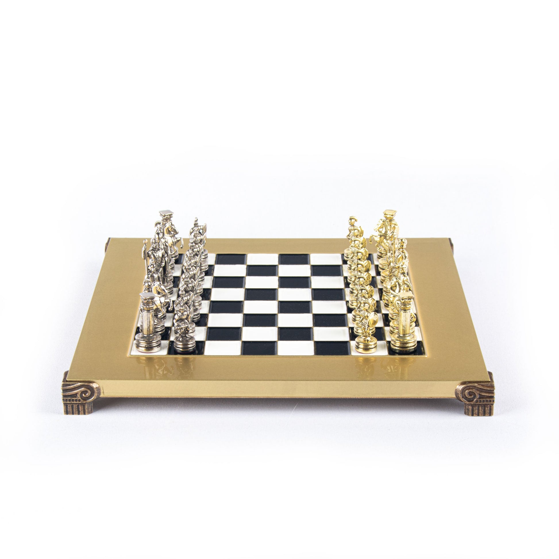 GREEK ROMAN PERIOD CHESS SET with gold/silver chessmen and bronze chessboard 28 x 28cm (Small) - Premium Chess from MANOPOULOS Chess & Backgammon - Just €163! Shop now at MANOPOULOS Chess & Backgammon