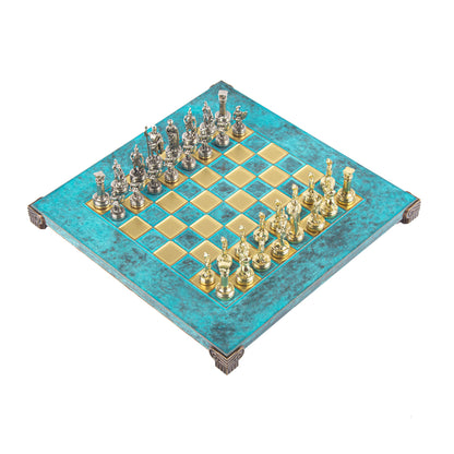 GREEK ROMAN PERIOD CHESS SET with gold/silver chessmen and bronze chessboard 28 x 28cm (Small) - Premium Chess from MANOPOULOS Chess & Backgammon - Just €163! Shop now at MANOPOULOS Chess & Backgammon