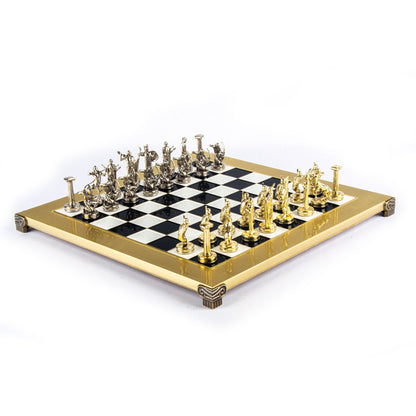 LABOURS OF HERCULES CHESS SET with gold/silver chessmen and bronze chessboard 36 x 36cm (Medium) - Premium Chess from MANOPOULOS Chess & Backgammon - Just €210! Shop now at MANOPOULOS Chess & Backgammon