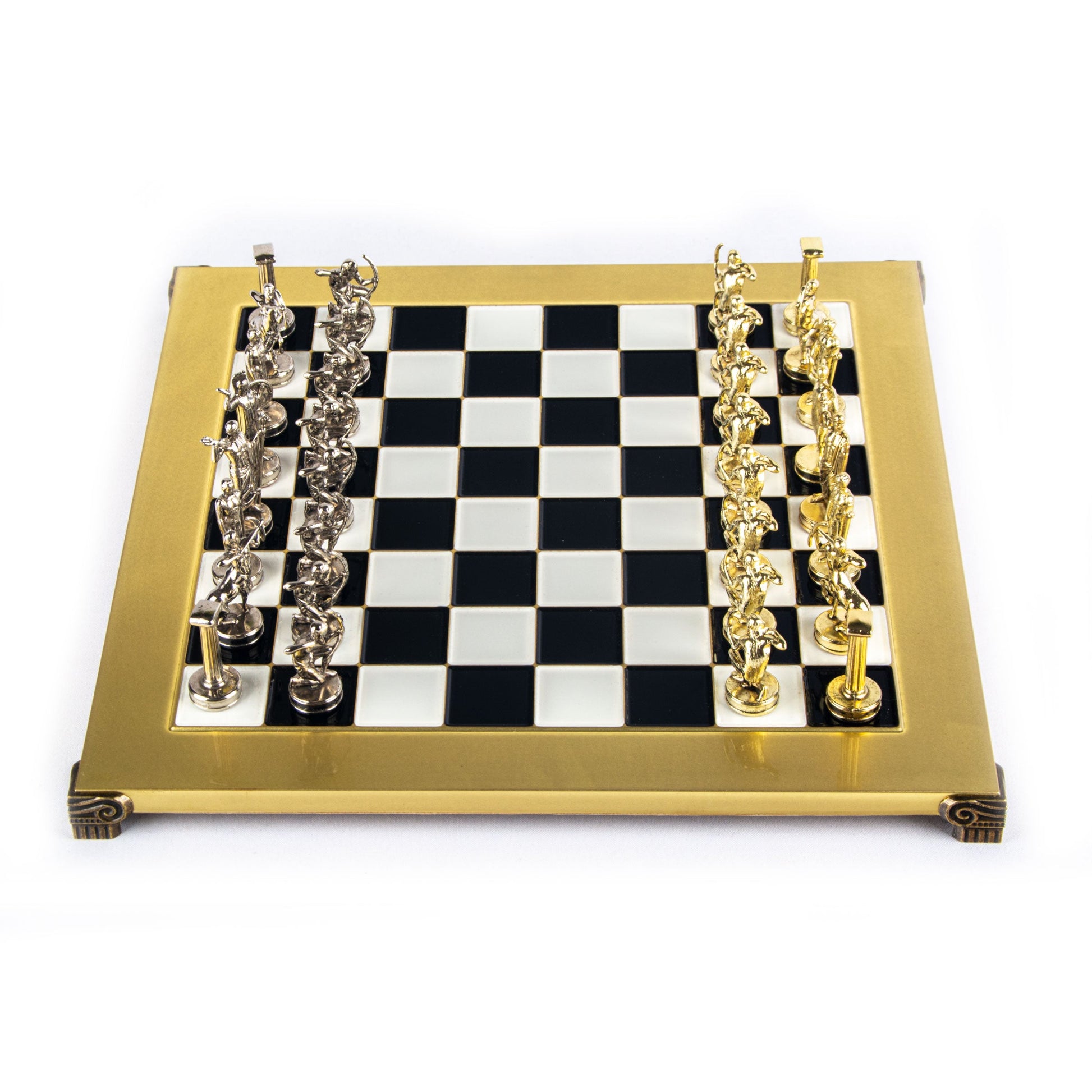 LABOURS OF HERCULES CHESS SET with gold/silver chessmen and bronze chessboard 36 x 36cm (Medium) - Premium Chess from MANOPOULOS Chess & Backgammon - Just €210! Shop now at MANOPOULOS Chess & Backgammon