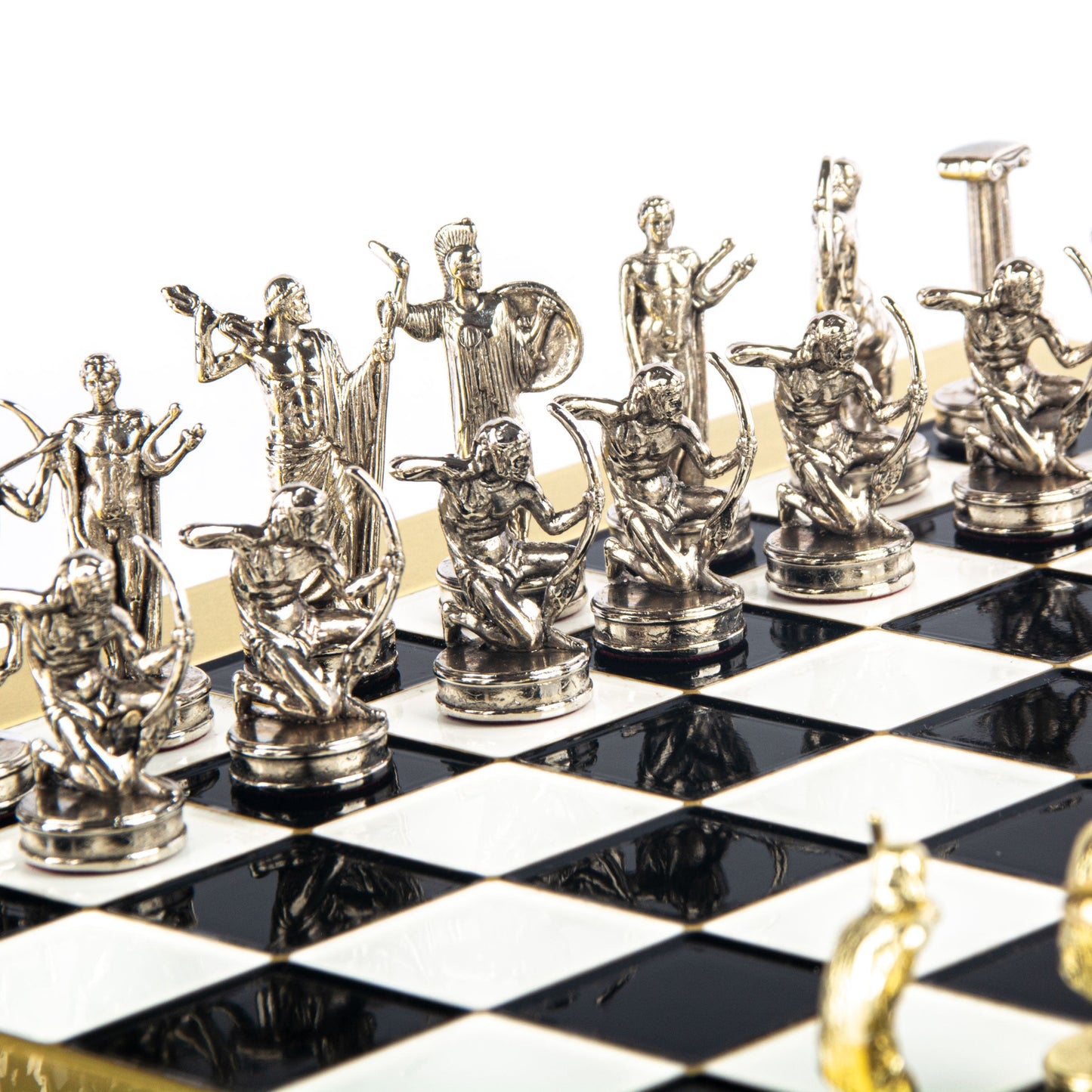 LABOURS OF HERCULES CHESS SET with gold/silver chessmen and bronze chessboard 36 x 36cm (Medium) - Premium Chess from MANOPOULOS Chess & Backgammon - Just €210! Shop now at MANOPOULOS Chess & Backgammon