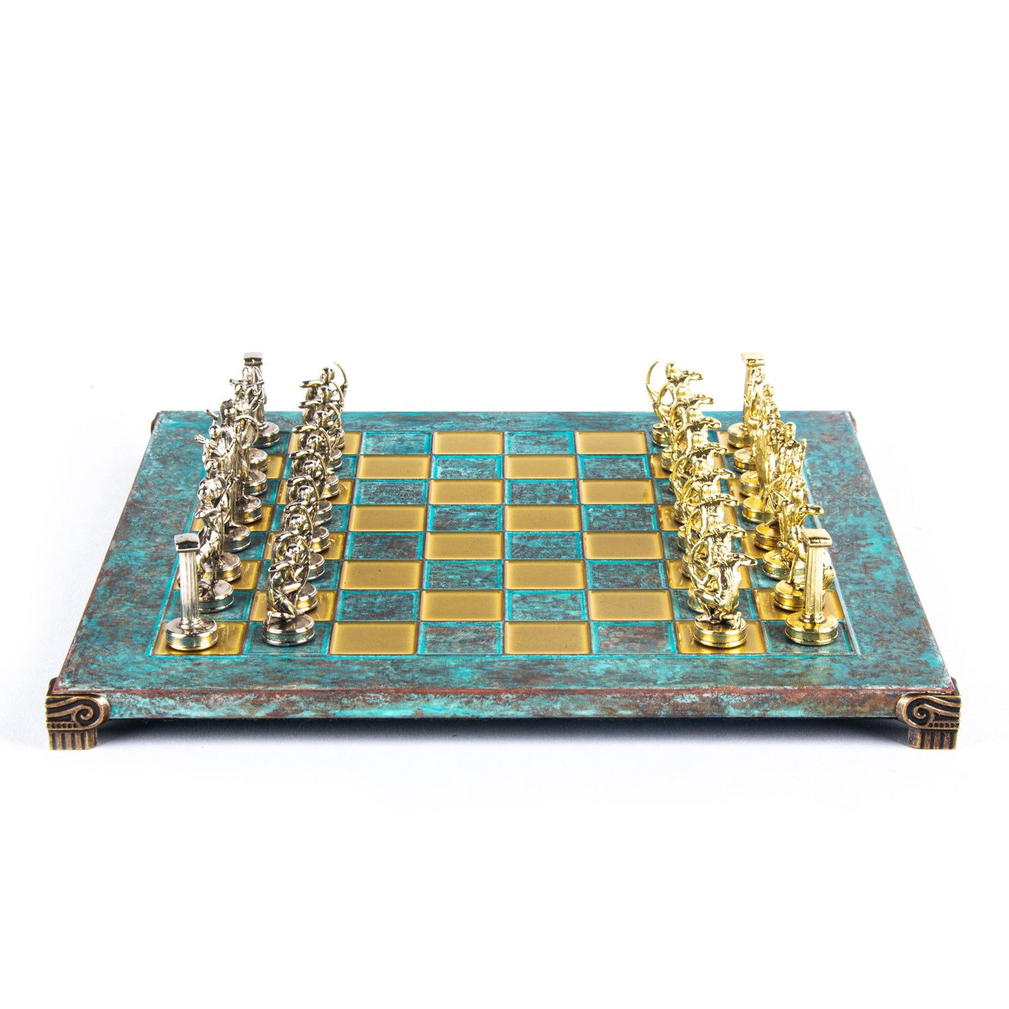 LABOURS OF HERCULES CHESS SET with gold/silver chessmen and bronze chessboard 36 x 36cm (Medium) - Premium Chess from MANOPOULOS Chess & Backgammon - Just €210! Shop now at MANOPOULOS Chess & Backgammon