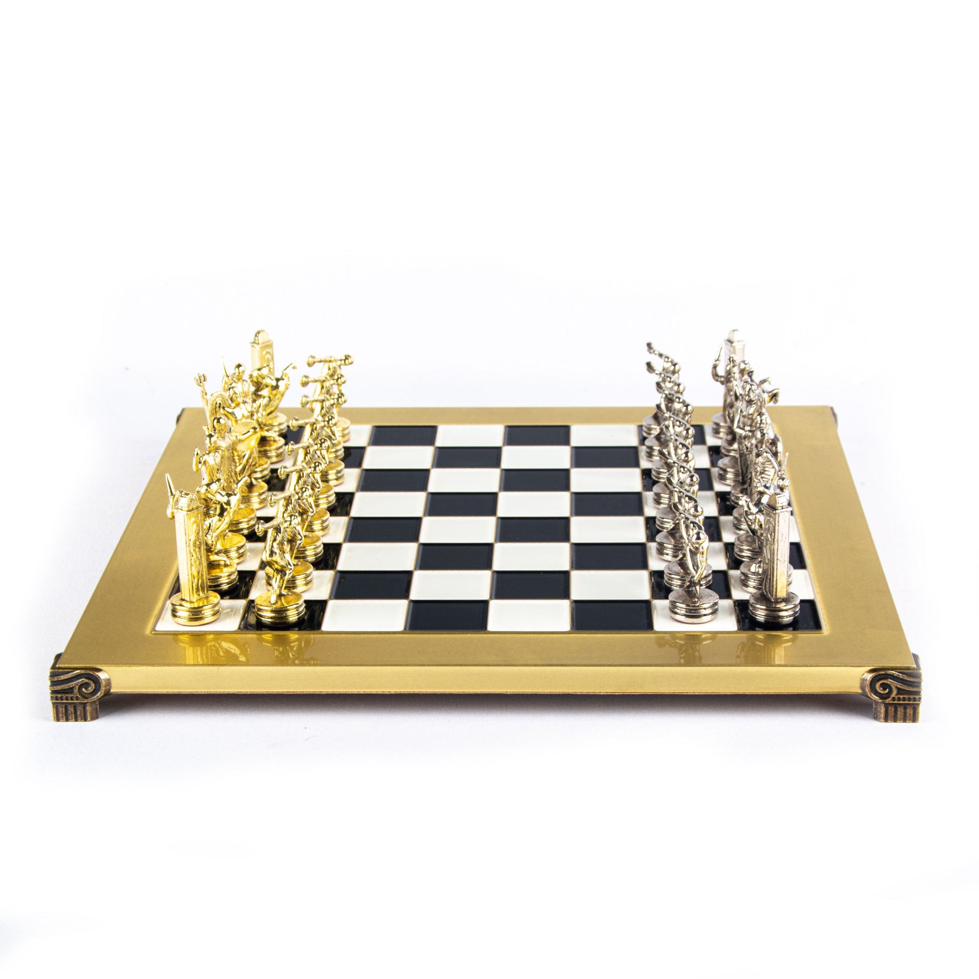 DISCUS THROWER CHESS SET with gold/silver chessmen and bronze chessboard 36 x 36cm (Medium) - Premium Chess from MANOPOULOS Chess & Backgammon - Just €210! Shop now at MANOPOULOS Chess & Backgammon